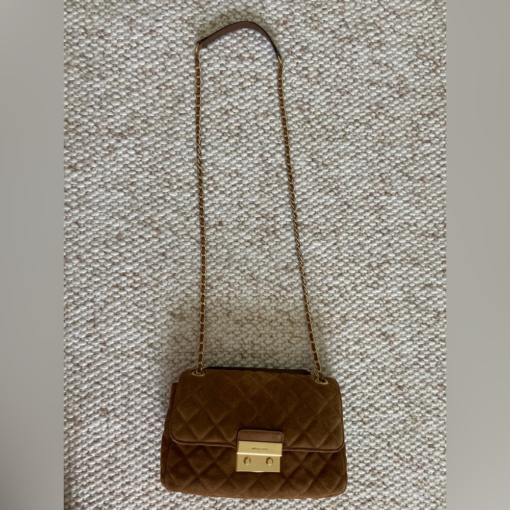 Authentic Michael Kors Suede Quilted Chain Bag - Picture 9 of 9